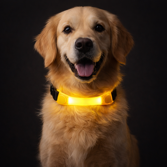 Waterproof LED Dog Collar with Glowing Safety Light, Multi-Color Pendants, Night Visibility Pet Collar for Outdoor Use