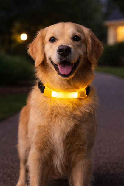 Waterproof LED Dog Collar with Glowing Safety Light, Multi-Color Pendants, Night Visibility Pet Collar for Outdoor Use