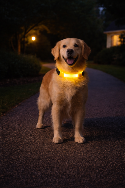 Waterproof LED Dog Collar with Glowing Safety Light, Multi-Color Pendants, Night Visibility Pet Collar for Outdoor Use