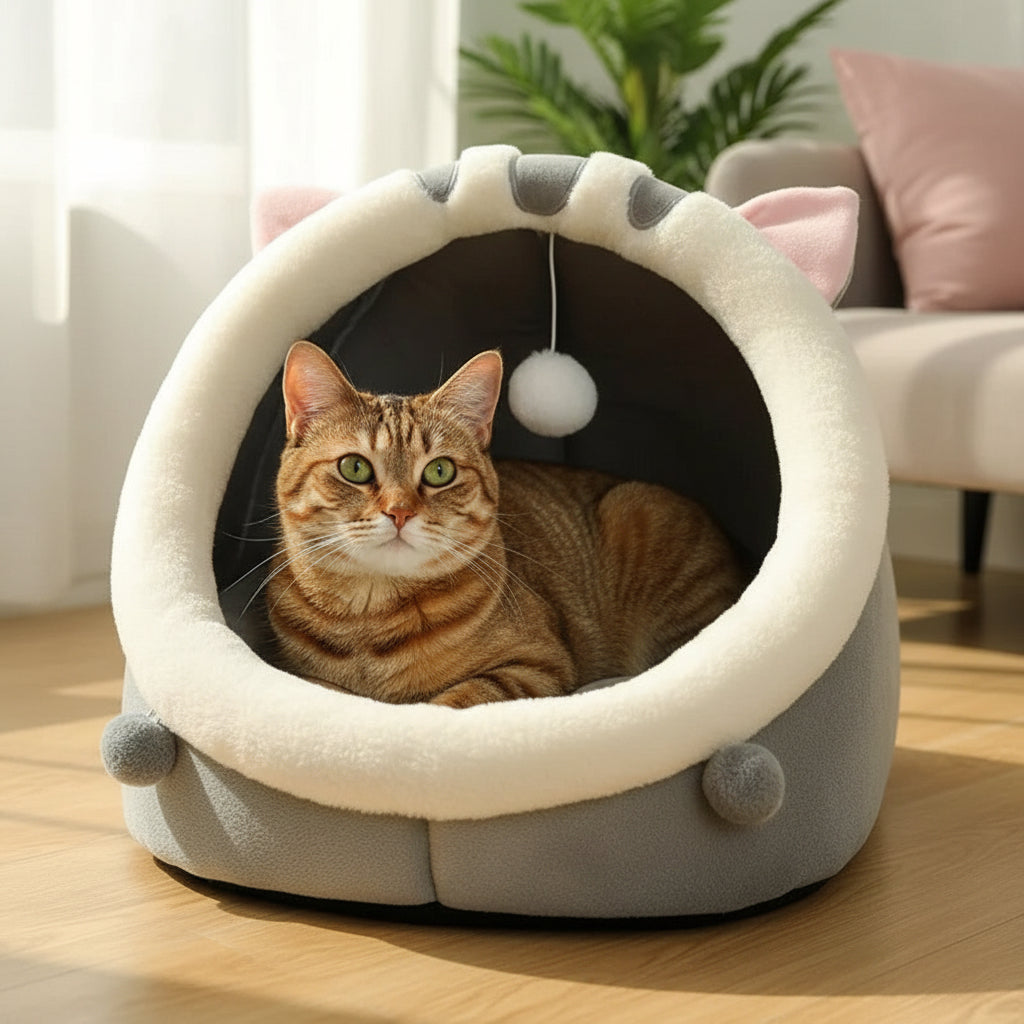 Soft Plush Pet Bed for Cats and Small Dogs – Washable Cozy Lounger for Ultimate Comfort
