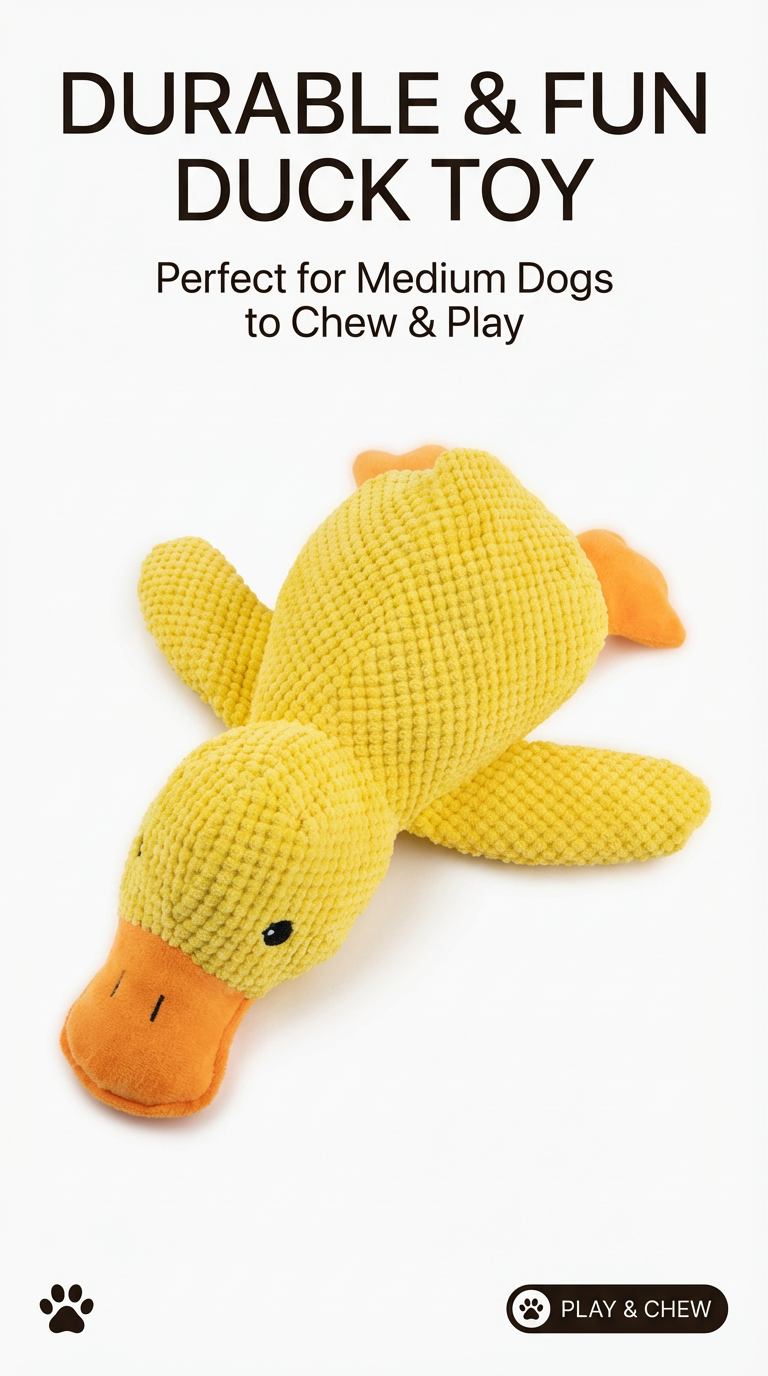 ideal for playtime & naps Suitable for all dog sizes Plush Duck Dog Toy – Bite-Resistant