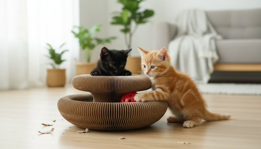 Magic Cat Scratch Organ Board Cat Toy with Ball Cat Grinding Claw Cat Climbing Frame Kitten round Corrugated Cat Scratching Toy