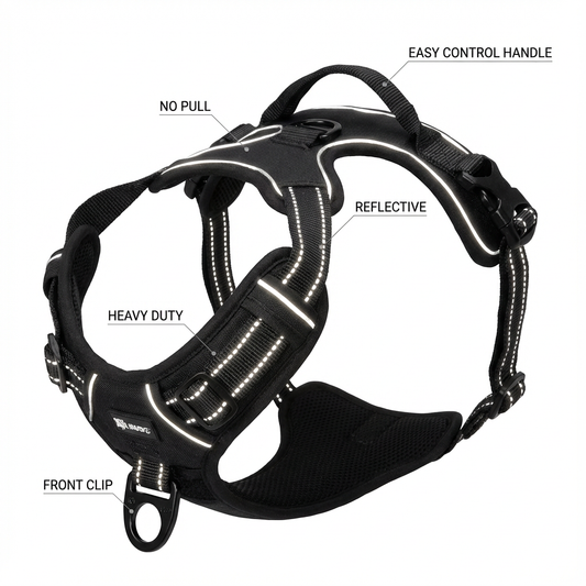 No Pull Dog Harness Front Clip Heavy Duty Reflective Easy Control Handle for Large Dog Walking
